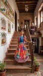 NEW ARRIVAL CHINON SILK DIGITAL PRINT, MIRROR HANDWORK LEHENGA CHOLI WITH KOTI FESTIVE WEAR WHOLESALE PRICE ETHNIC GARMENT (5)
