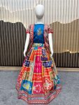 NEW ARRIVAL CHINON SILK DIGITAL PRINT, MIRROR HANDWORK LEHENGA CHOLI WITH KOTI FESTIVE WEAR WHOLESALE PRICE ETHNIC GARMENT (5)
