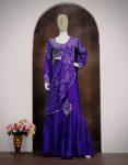 NEW ARRIVAL CHINON SILK EMBROIDERY SEQUENCE WORK LEHENGA SAREE WITH STITCHED BLOUSE ATTACHED PALLU PARTY WEAR WHOLESALE PRICE ETHNIC GARMENT (13)