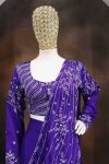 NEW ARRIVAL CHINON SILK EMBROIDERY SEQUENCE WORK LEHENGA SAREE WITH STITCHED BLOUSE ATTACHED PALLU PARTY WEAR WHOLESALE PRICE ETHNIC GARMENT (13)