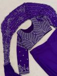 NEW ARRIVAL CHINON SILK EMBROIDERY SEQUENCE WORK LEHENGA SAREE WITH STITCHED BLOUSE ATTACHED PALLU PARTY WEAR WHOLESALE PRICE ETHNIC GARMENT (13)
