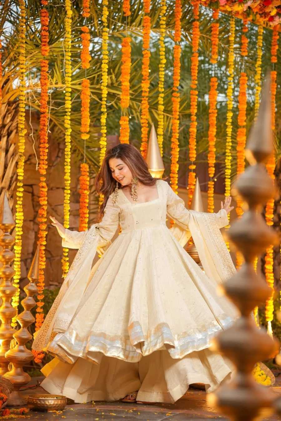 NEW ARRIVAL CHINON SILK FOIL WORK GOWN PALAZZO WITH DUPATTA FESTIVE WEAR WHOLESALE PRICE ETHNIC GARMENT (4)