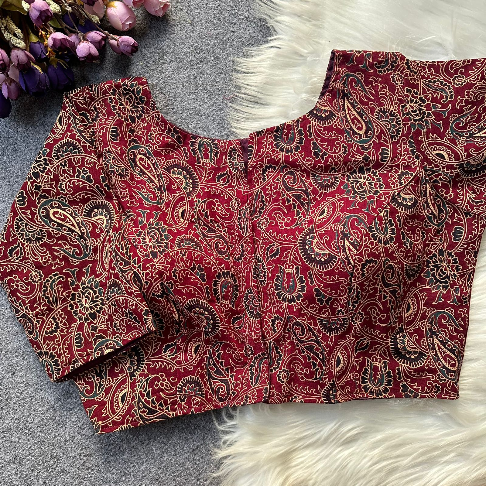 NEW ARRIVAL COTTON AJRAKH PRINT WORK STITCHED BLOUSE FESTIVE WEAR WHOLESALE PRICE ETHNIC GARMENT (1)