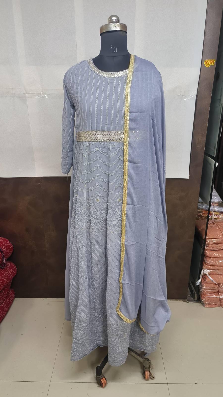 NEW ARRIVAL FAUX EMBROIDERY WORK GOWN WITH DUPATTA FESTIVE WEAR WHOLESALE PRICE ETHNIC GARMENT (7)