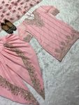 NEW ARRIVAL GEORGETTE EMBROIDERY 5 MM SEQUENCE WORK TOP DHOTI SALWAR WITH DUPATTA FESTIVE WEAR WHOLESALE PRICE ETHNIC GARMENT (3)