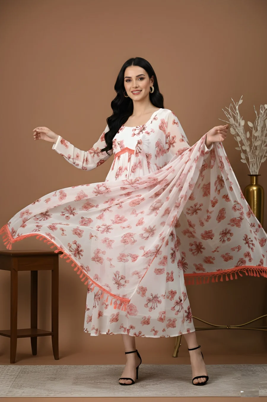NEW ARRIVAL GEORGETTE PRINTED WORK GOWN WITH DUPATTA DAILY WEAR WHOLESALE PRICE ETHNIC GARMENT (3)