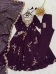 NEW ARRIVAL GEORGETTE SEQUENCE EMBROIDERY WORK GOWN BOTTOM WITH DUPATTA WEDDING WEAR WHOLESALE PRICE ETHNIC GARMENT (9)