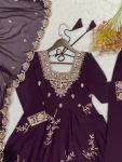 NEW ARRIVAL GEORGETTE SEQUENCE EMBROIDERY WORK GOWN BOTTOM WITH DUPATTA WEDDING WEAR WHOLESALE PRICE ETHNIC GARMENT (9)