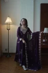 NEW ARRIVAL GEORGETTE SEQUENCE EMBROIDERY WORK GOWN BOTTOM WITH DUPATTA WEDDING WEAR WHOLESALE PRICE ETHNIC GARMENT (9)