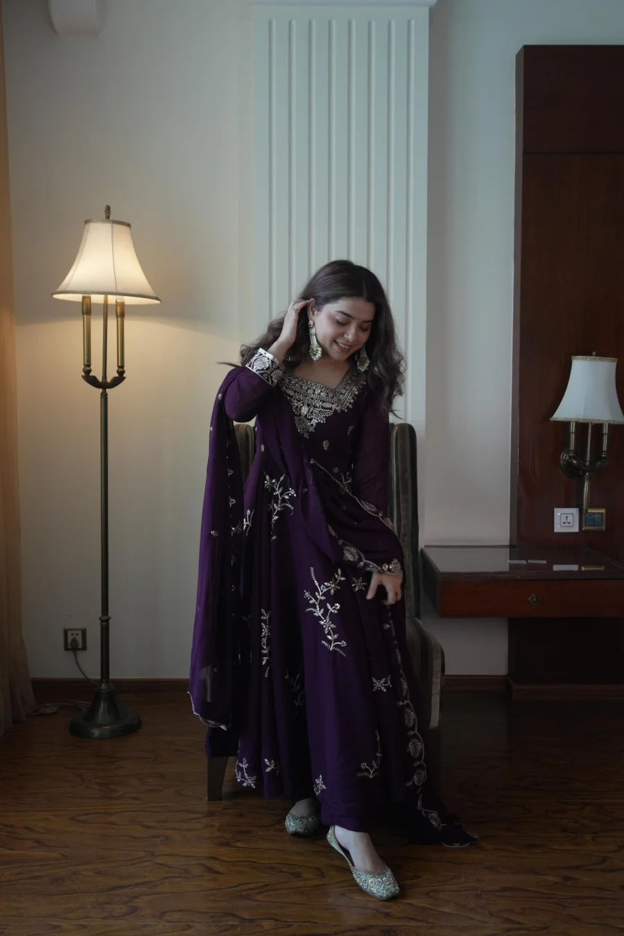 NEW ARRIVAL GEORGETTE SEQUENCE EMBROIDERY WORK GOWN BOTTOM WITH DUPATTA WEDDING WEAR WHOLESALE PRICE ETHNIC GARMENT (4)