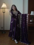NEW ARRIVAL GEORGETTE SEQUENCE EMBROIDERY WORK GOWN BOTTOM WITH DUPATTA WINE