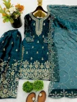 NEW ARRIVAL GMY SILK EMBROIDERY SEQUENCE WORK MOTHDER DAUGHTER SET FESTIVE WEAR WHOLESALE PRICE ETHNIC GARMENT (2)