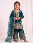NEW ARRIVAL GMY SILK EMBROIDERY SEQUENCE WORK MOTHDER DAUGHTER SET FESTIVE WEAR WHOLESALE PRICE ETHNIC GARMENT (28)