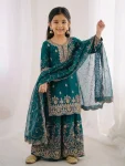 NEW ARRIVAL GMY SILK EMBROIDERY SEQUENCE WORK MOTHDER DAUGHTER SET FESTIVE WEAR WHOLESALE PRICE ETHNIC GARMENT (2)