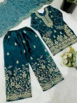 NEW ARRIVAL GMY SILK EMBROIDERY SEQUENCE WORK MOTHDER DAUGHTER SET FESTIVE WEAR WHOLESALE PRICE ETHNIC GARMENT (2)