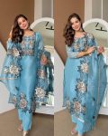 NEW ARRIVAL GMY SILK EMBROIDERY WITH CUT WORK TOP BOTTOM WITH DUPATTA SKY