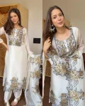 NEW ARRIVAL GMY SILK EMBROIDERY WITH CUT WORK TOP BOTTOM WITH DUPATTA FESTIVE WEAR WHOLESALE PRICE ETHNIC GARMENT (1)
