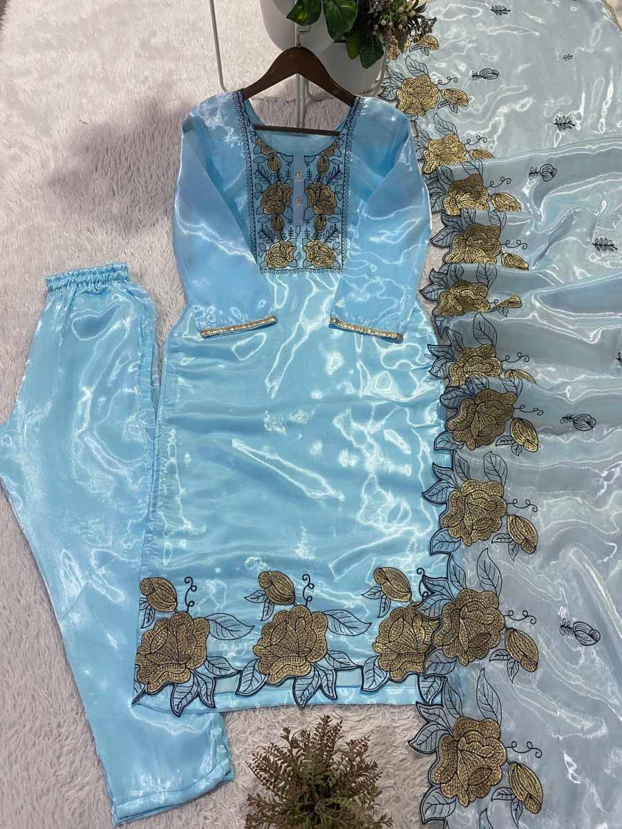 NEW ARRIVAL GMY SILK EMBROIDERY WITH CUT WORK TOP BOTTOM WITH DUPATTA FESTIVE WEAR WHOLESALE PRICE ETHNIC GARMENT (5)
