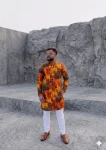 NEW ARRIVAL JACQUARD DIGITAL PRINT  WORK MEN'S KURTA PAYJAMA ORANGE