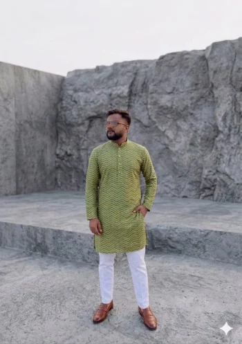 NEW ARRIVAL JACQUARD DIGITAL PRINT  WORK MEN'S KURTA PAYJAMA PISTA