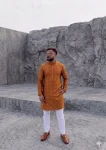 NEW ARRIVAL JACQUARD DIGITAL PRINT  WORK MEN'S KURTA PAYJAMA ORANGE