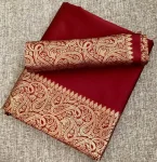 NEW ARRIVAL LICHI SILK BANARASI WEAVING WORK SAREE WITH UNSTITCHED BLOUSE FESTIVE WEAR WHOLESALE PRICE ETHNIC GARMENT (5)