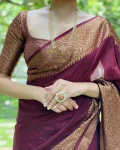 NEW ARRIVAL LICHI SILK BANARASI WEAVING WORK SAREE WITH UNSTITCHED BLOUSE FESTIVE WEAR WHOLESALE PRICE ETHNIC GARMENT (5)