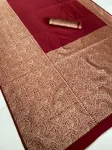 NEW ARRIVAL LICHI SILK BANARASI WEAVING WORK SAREE WITH UNSTITCHED BLOUSE FESTIVE WEAR WHOLESALE PRICE ETHNIC GARMENT (5)