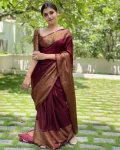 NEW ARRIVAL LICHI SILK BANARASI WEAVING WORK SAREE WITH UNSTITCHED BLOUSE FESTIVE WEAR WHOLESALE PRICE ETHNIC GARMENT (5)