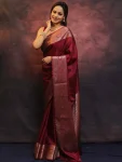 NEW ARRIVAL LICHI SILK RICH PALLU & JACQUARD WORK SAREE WITH UNSTITCHED BLOUSE MAROON