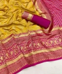 NEW ARRIVAL LICHI SILK RICH PALLU & JACQUARD WORK SAREE WITH UNSTITCHED BLOUSE FESTIVE WEAR WHOLESALE PRICE ETHNIC GARMENT (6)
