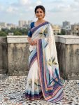 NEW ARRIVAL LINEN COTTON SILK DIGITAL PRINT AND KHATLI AND FOIL WORK WITH STONE ATTACHED SAREE WITH UNSTITCHED BLOUSE FESTIVE WEAR WHOLESALE PRICE ETHNIC GARMENT (7)