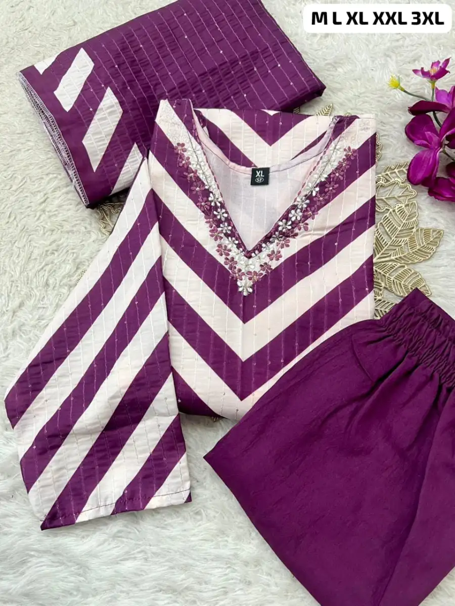 NEW ARRIVAL MORGAN SILK SEQUENCE WITH DIGITAL PRINT WORK TOP BOTTOM WITH DUPATTA DAILY WEAR WHOLESALE PRICE ETHNIC GARMENT (2)
