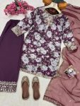 NEW ARRIVAL MUSLIN COTTON SEQUENCE & ZARI & THREAD EMBROIDERY WITH DIGITAL PRINT WORK TOP PALAZZO WITH DUPATTA FESTIVE WEAR WHOLESALE PRICE ETHNIC GARMENT (7)