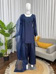 NEW ARRIVAL NATURAL CREPE THREAD WITH SEQUENCE WORK TOP PATIYALA WITH DUPATTA FESTIVE WEAR WHOLESALE PRICE ETHNIC GARMENT (2)
