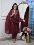 NEW ARRIVAL RAYON EMBROIDERY WORK TOP BOTTOM WITH DUPATTA RANI