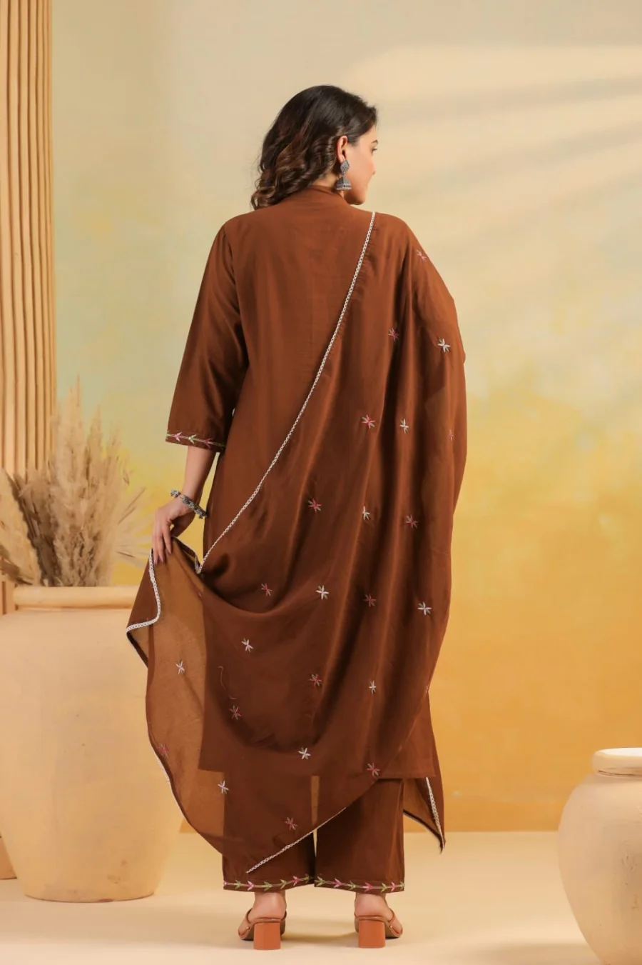 NEW ARRIVAL RAYON SLUB EMBROIDERY, BUTTI WORK TOP BOTTOM WITH DUPATTA FESTIVE WEAR WHOLESALE PRICE ETHNIC GARMENT (1)