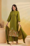 NEW ARRIVAL RAYON SLUB EMBROIDERY, BUTTI WORK TOP BOTTOM WITH DUPATTA FESTIVE WEAR WHOLESALE PRICE ETHNIC GARMENT (7)