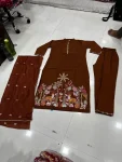 NEW ARRIVAL RAYON SLUB EMBROIDERY, BUTTI WORK TOP BOTTOM WITH DUPATTA FESTIVE WEAR WHOLESALE PRICE ETHNIC GARMENT (5)
