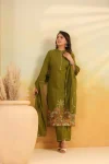 NEW ARRIVAL RAYON SLUB EMBROIDERY, BUTTI WORK TOP BOTTOM WITH DUPATTA FESTIVE WEAR WHOLESALE PRICE ETHNIC GARMENT (7)