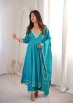 NEW ARRIVAL ROMAN EMBROIDERY PATCH WORK GOWN BOTTOM WITH DUPATTA FESTIVE WEAR WHOLESALE PRICE ETHNIC GARMENT (10)