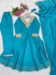 NEW ARRIVAL ROMAN EMBROIDERY PATCH WORK GOWN BOTTOM WITH DUPATTA FESTIVE WEAR WHOLESALE PRICE ETHNIC GARMENT (10)