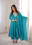 NEW ARRIVAL ROMAN EMBROIDERY PATCH WORK GOWN BOTTOM WITH DUPATTA FESTIVE WEAR WHOLESALE PRICE ETHNIC GARMENT (10)