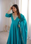 NEW ARRIVAL ROMAN EMBROIDERY PATCH WORK GOWN BOTTOM WITH DUPATTA FESTIVE WEAR WHOLESALE PRICE ETHNIC GARMENT (10)