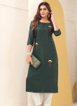 NEW ARRIVAL SILK HANDMADE EMBROIDERY WORK KURTI GREEN