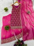 PRINTED WITH EMBROIDERY AND FANCY LACE WORK TOP PALAZZO WITH DUPATTA FESTIVE WEAR WHOLESALE PRICE ETHNIC GARMENT (5)