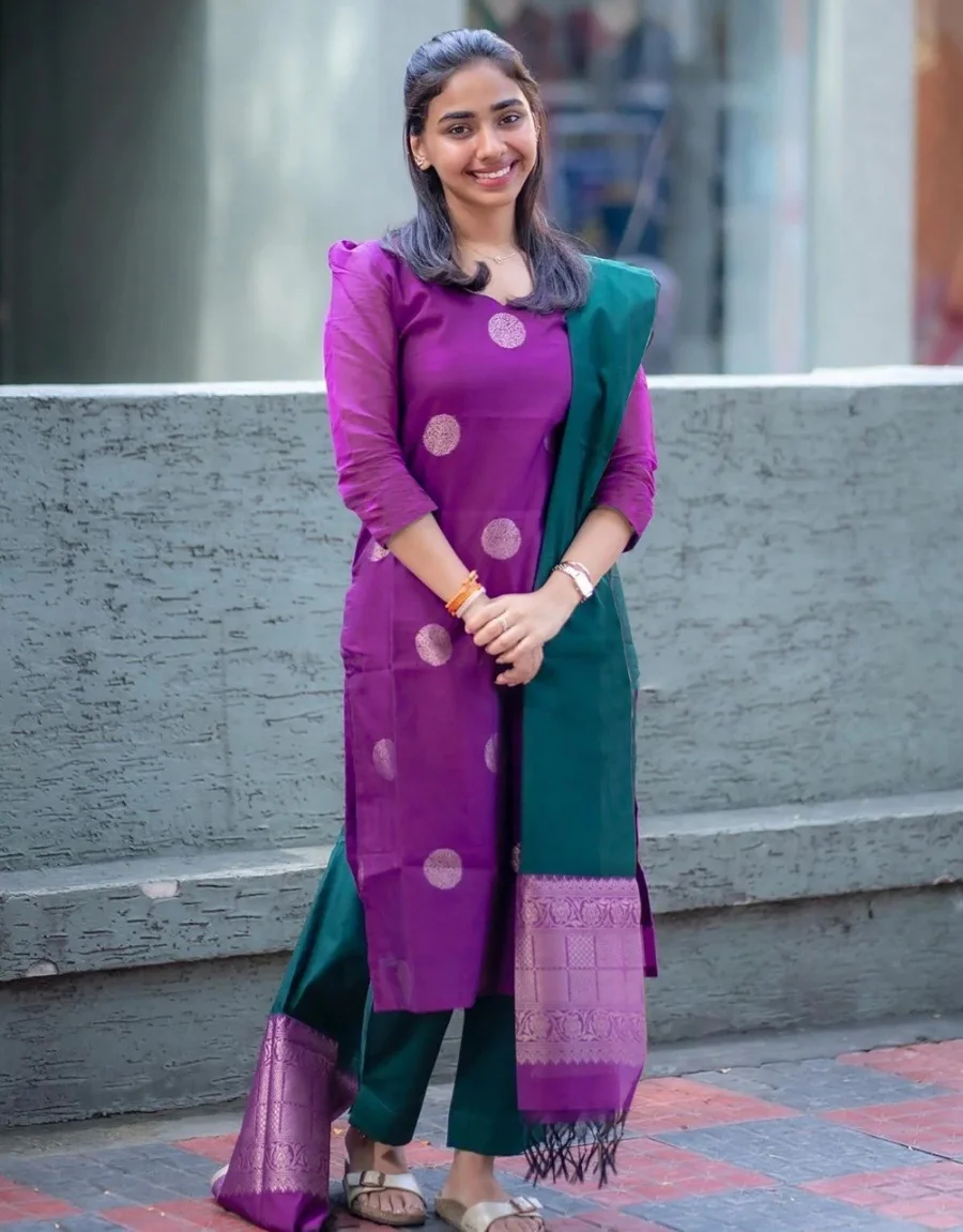 RICH LOOK ART SILK WEAVING WORK TOP BOTTOM WITH DUPATTA FESTIVE WEAR WHOLESALE PRICE ETHNIC GARMENT (4)