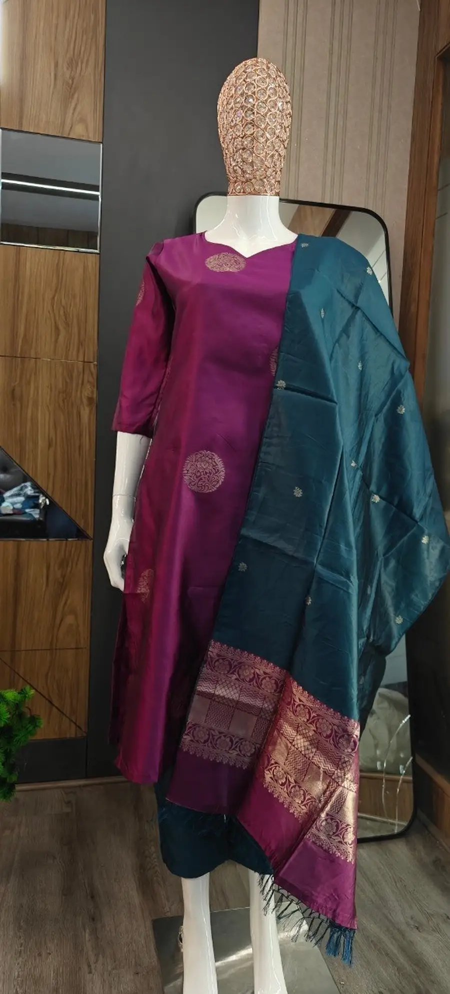 RICH LOOK ART SILK WEAVING WORK TOP BOTTOM WITH DUPATTA FESTIVE WEAR WHOLESALE PRICE ETHNIC GARMENT (8)