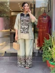 RICH LOOK BURBERRY SILK MIRROR WORK CO-ORD SET MINT