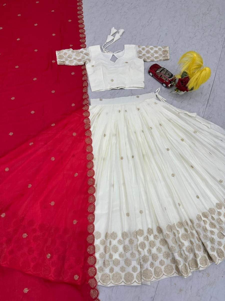 RICH LOOK CHINON EMBROIDERY PIPE VAL AND SEQUENCE WORK LEHENGA CHOLI WITH DUPATTA FESTIVE WEAR WHOLESALE PRICE ETHNIC GARMENT (10)